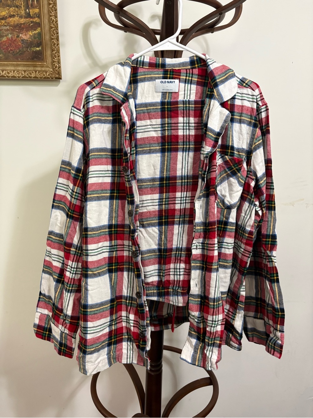 Old Navy Red White and Green Plaid Button-Down Shirt